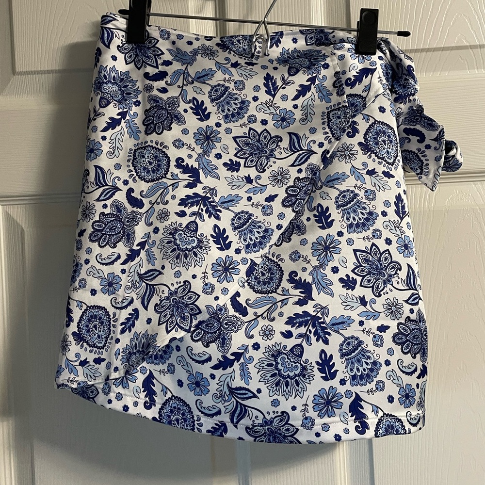 Sincerely Jules Blue and White Floral Mini Skirt